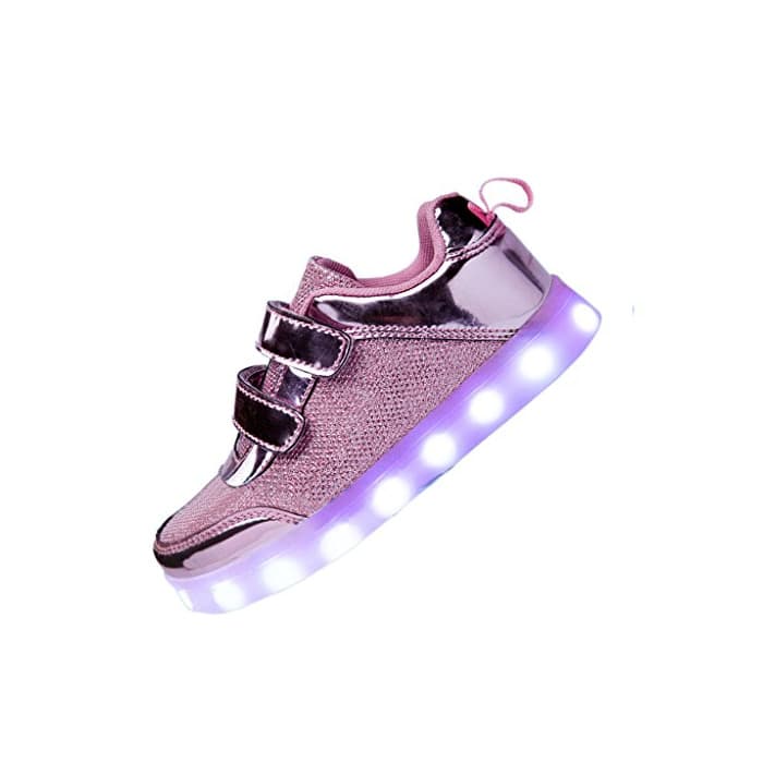 Fashion DoGeek Zapatos Led Ni?as Deortivos para 7 Color USB Carga LED Luz