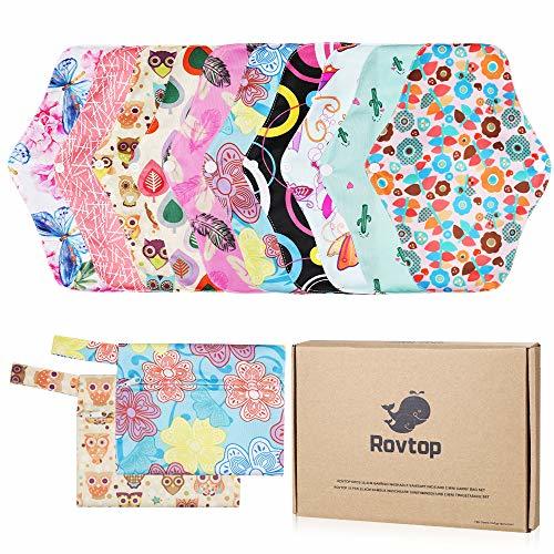 Product Rovtop 10PCS 25.4 cm Reutilizables de Carbón de Bambú - Almohadilla Menstrual