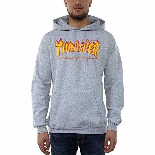 Moda SUDADURA CON CAPUCHA THRASHER MAGAZINE FLAME LOGO GRIS - S