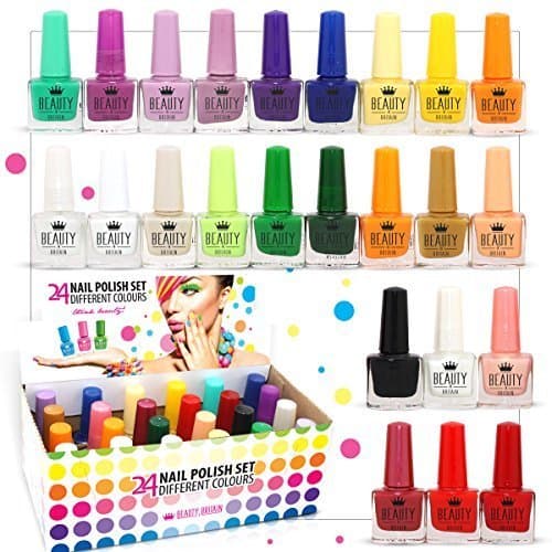 Beauty Set De 24 Esmalte De Uñas 24 Colores Diferentes Botella Moderna De