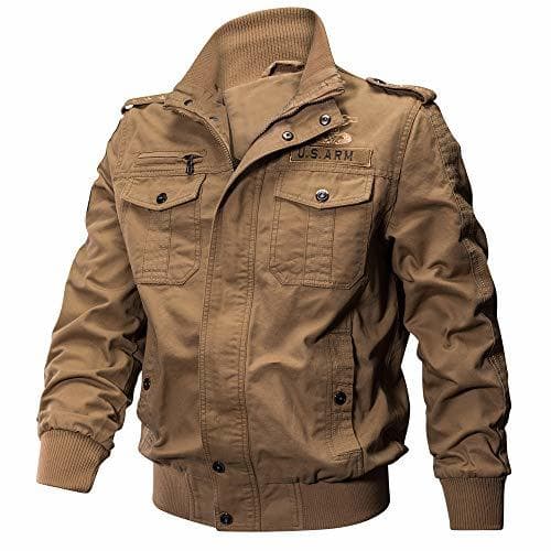 Fashion Chaqueta de Manga Larga de los Hombre Lavado Chaqueta Militar Gran tamaño