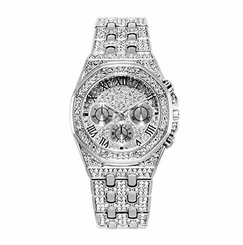 Product Souljewelry Reloj de Cuarzo para Hombre Estilo Hip Hop Bling Bling Pulsera