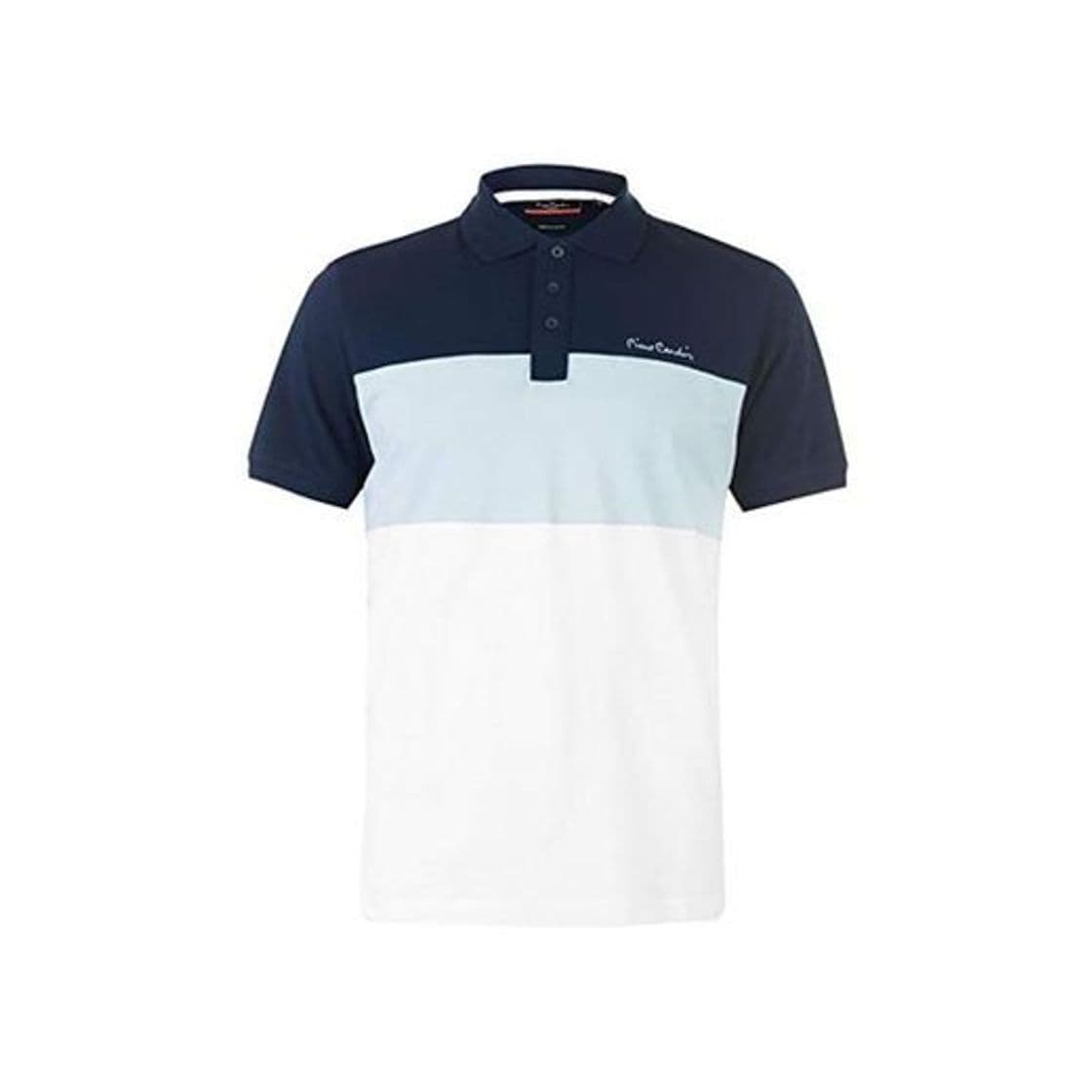 Moda Pierre Cardin Hombre 100% Algodón Polo de Rayas Pique con Bordado de