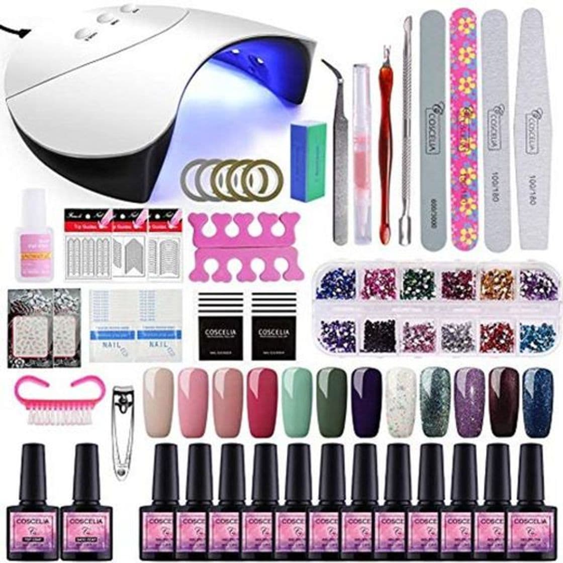 Belleza Saint-Acior 12PCS Gel Uñas Esmalte Semipermanente 8ml LED Lámpara Secador de Uñas