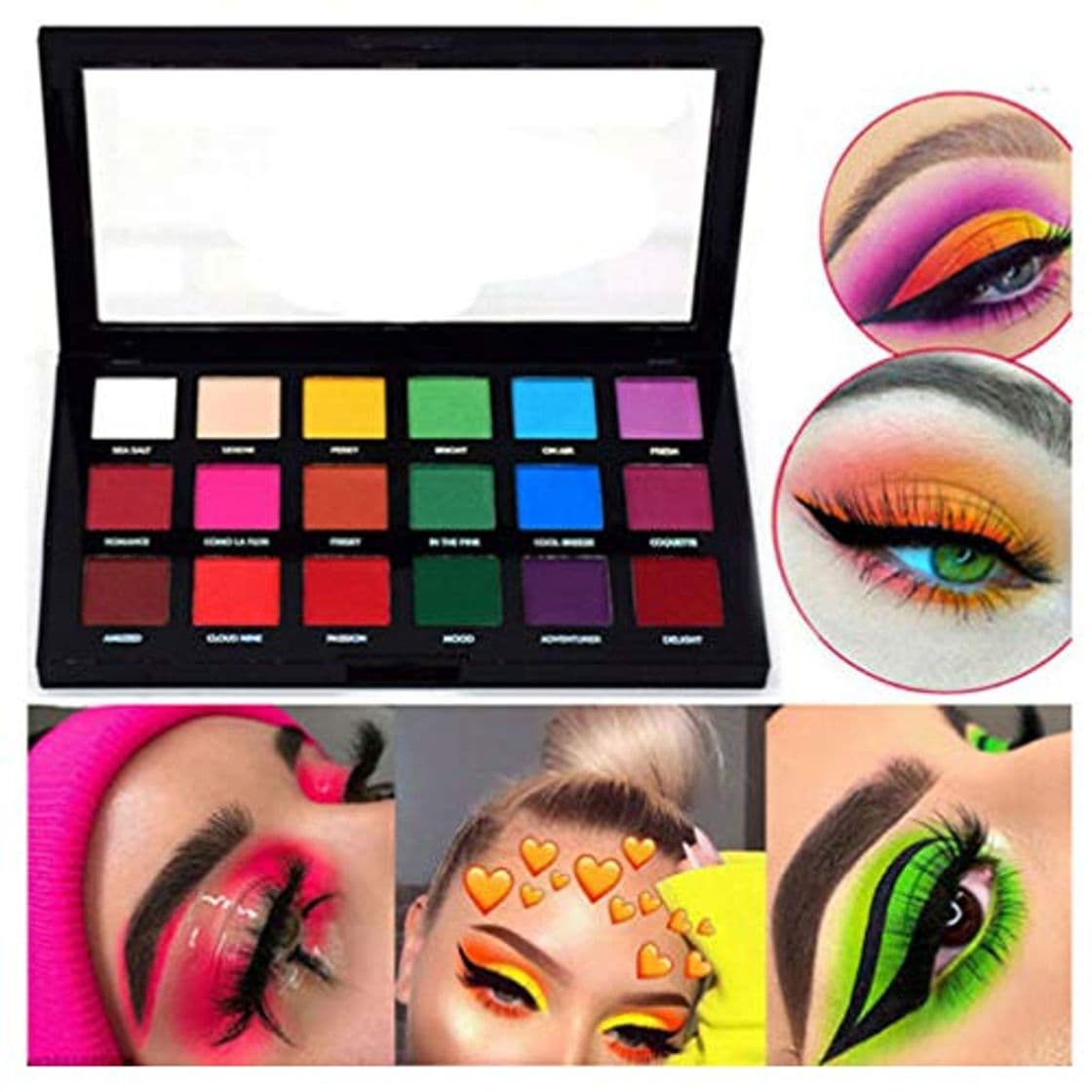 Product 18 Shades Neon Eye Shadow Palette Powder Pigmente Matte Makeup Beauty Colour