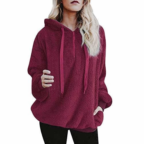 Fashion Mujer Sudadera Caliente y Esponjoso Tops Chaqueta Suéter Abrigo Jersey Mujer Otoño-Invierno