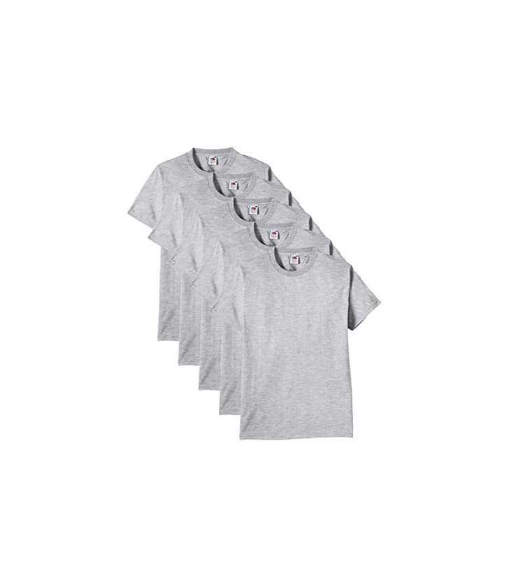 Fashion Fruit of the Loom Heavy Cotton tee Shirt 5 Pack Camiseta, Gris