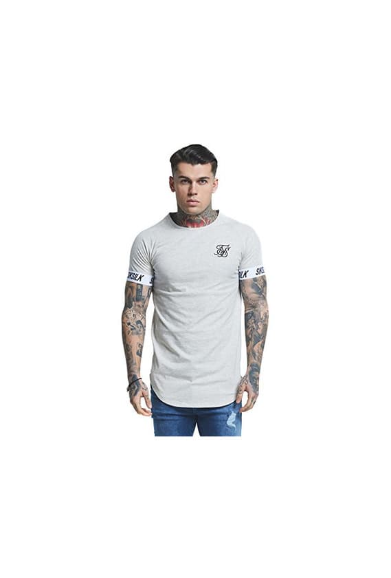 Moda Camiseta Siksilk – Tech Gris/Blanco/Negro Talla: L