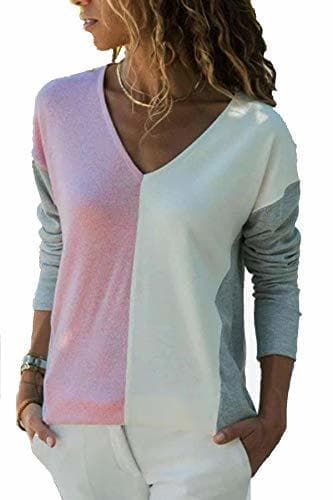 Product YOINS Camiseta de Manga Larga para Mujer Camisa Cuello V Blusa Sexy