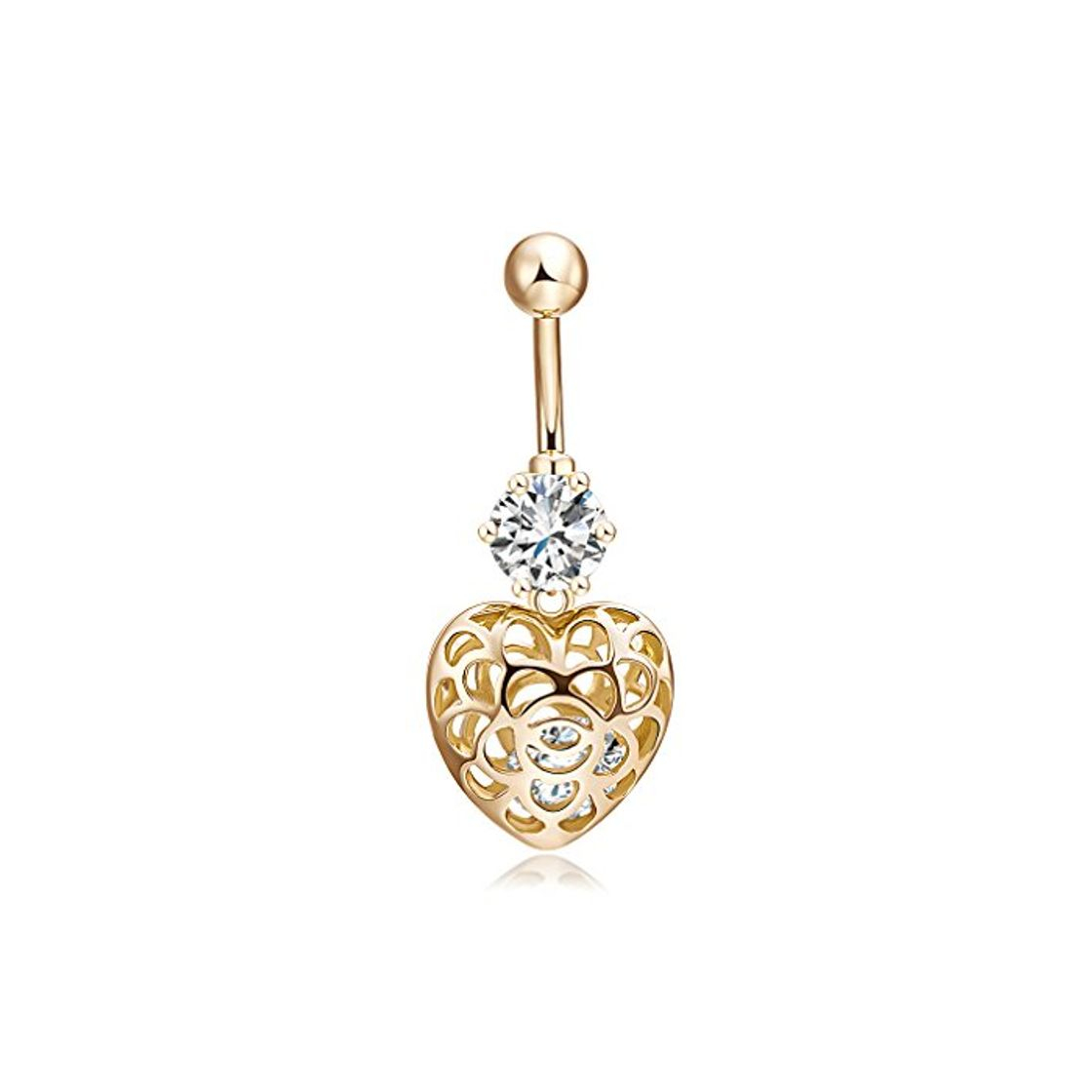 Product YAZILIND Cuerpo Plateado Oro joyeria Sexy Zirconia cuelgan en Forma de Corazon Ombligo Moda Estilo Sexy Mujeres Joyeria Piercing del Cuerpo de Ombligo de Unas