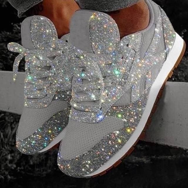 Moda tênis rendas até sapatos vulcanizados bling sparkly platafor