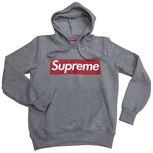 Place Supreme Spain -Sudadera SFU08 Hoodie Sweatshirt Grey Melange -Sudadera con Capucha Unisex