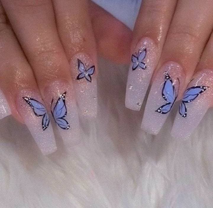 Moda unha borboletas azuis 🦋💙