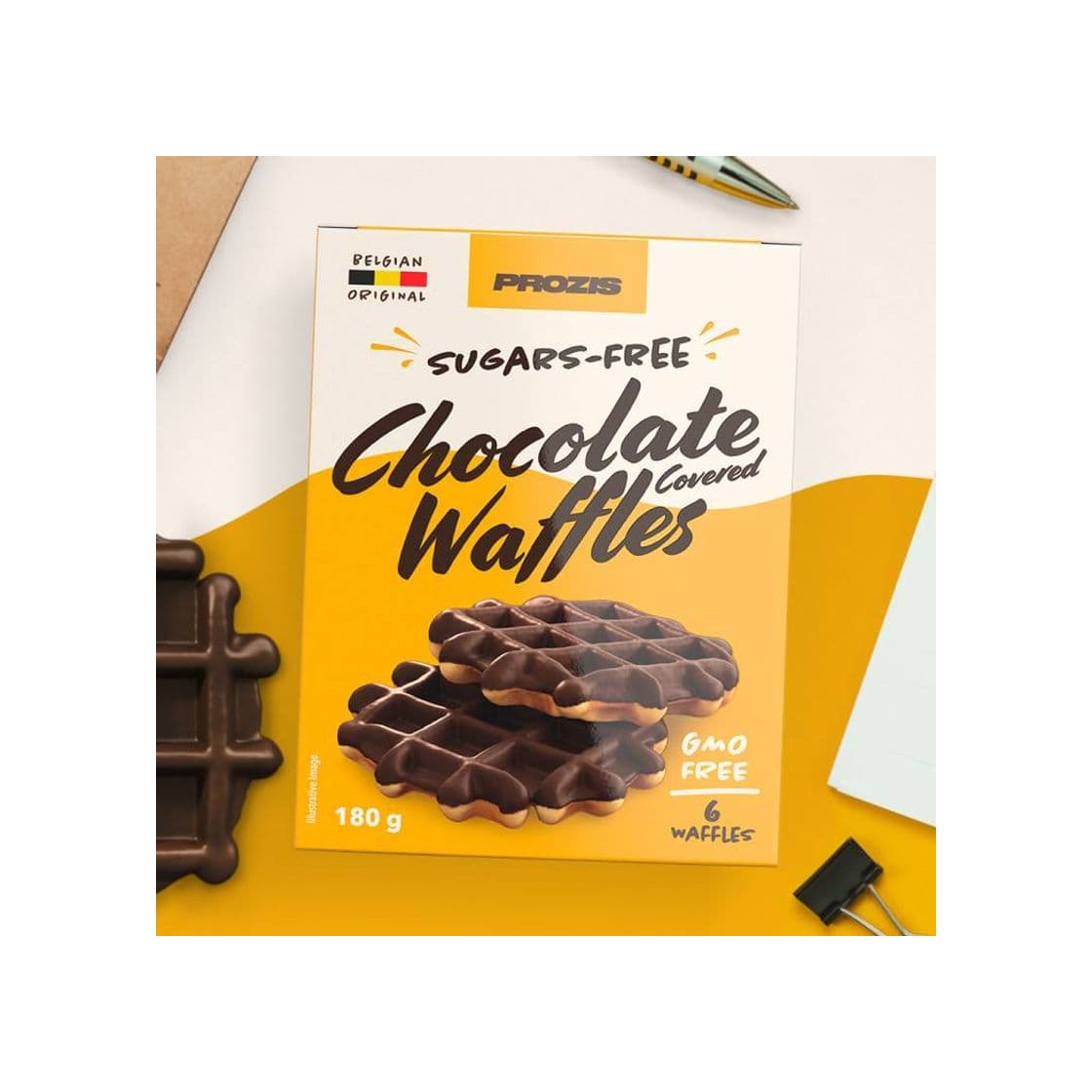 Producto Waffles Cobertos com Chocolate sem Açúcares 