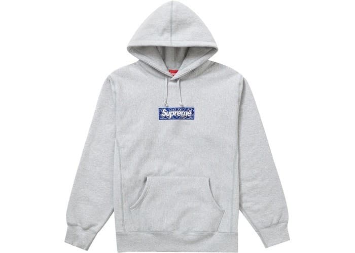 Moda Supreme Bandana Box Logo Hooded Sweatshirt Heather Grey