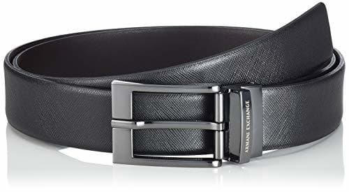 Lugar Armani Exchange Leather Belt With Plaque Cinturón, Negro