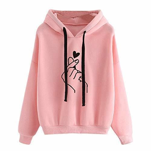 Moda K-youth Sudadera con Capucha de Manga Larga con Estampado de Corazones para