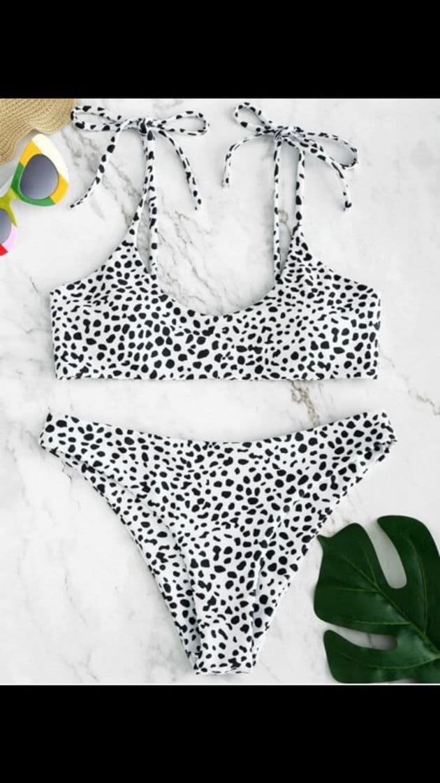 Fashion Conjunto de biquíni com laço estampado bralette 