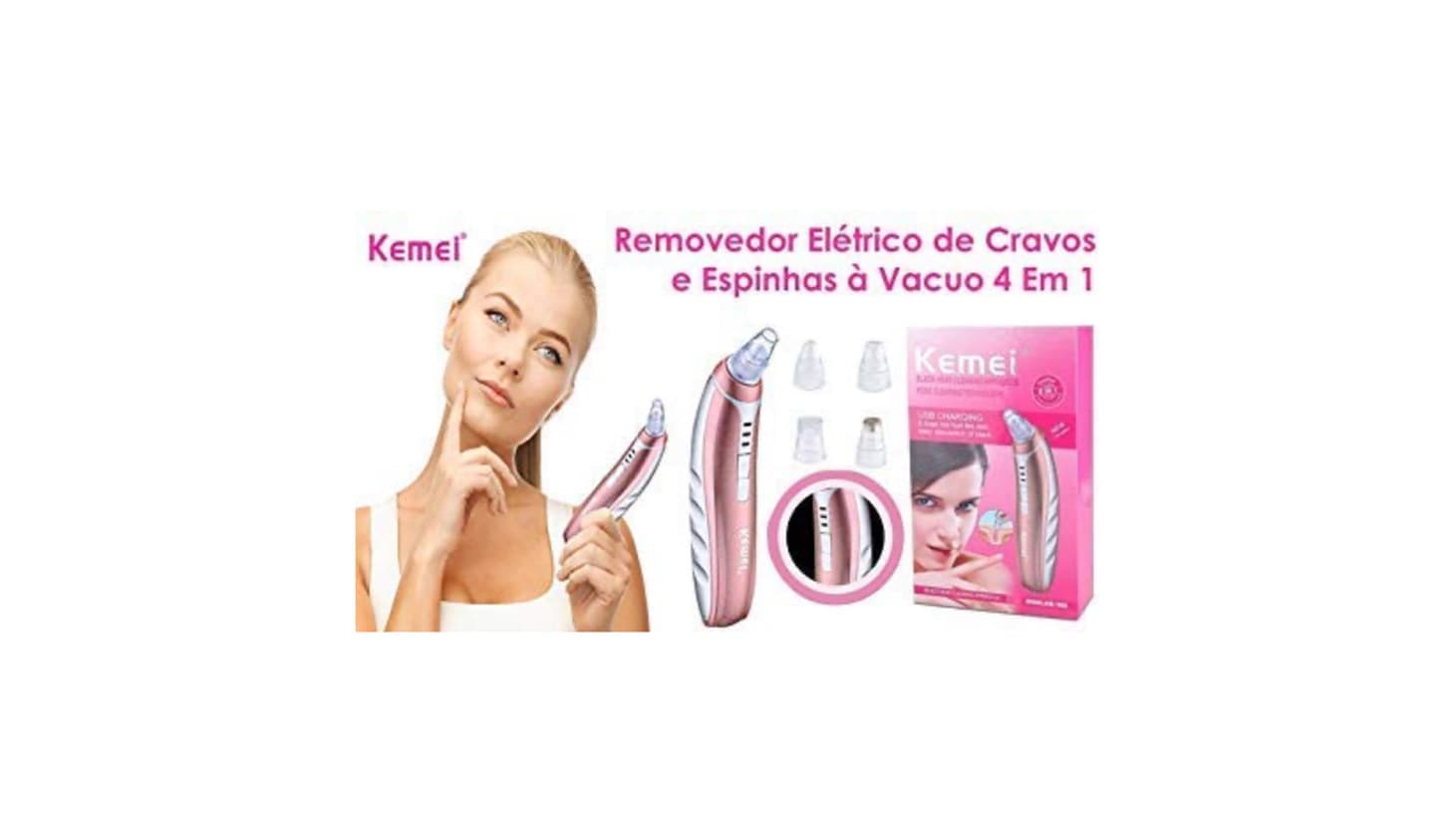 Product Aparelho Removedor Kemei Cravos Espinhas Acne Extrator Vácuo