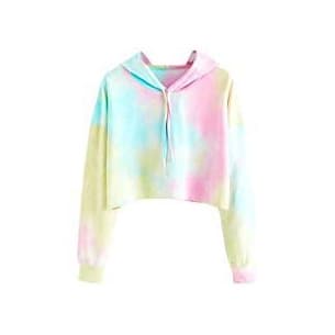 Producto Sudaderas con Capucha Cortas Mujer Tumblr Rainbow Estampado 