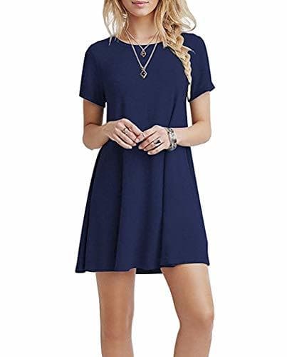 Producto YOUCHAN Vestidos Mujer de Camiseta Suelto Casual Cuello Redondo Ocasional Sólida Mini