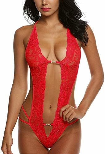 Fashion UMIPUBO Mujer Ropa de Dormir Conjunto Sexy Transparente Lingerie Escotado por Detrás