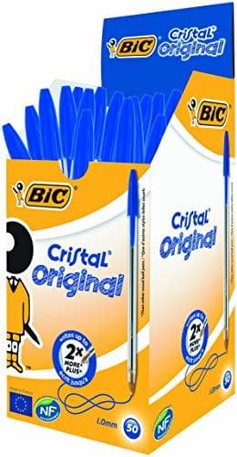 Product BIC Cristal Original - Caja de 50 unidades, bolígrafos punta media