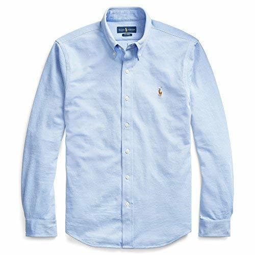 Fashion Polo Ralph Lauren Camisa Button Down Tejido oxfod Classic Fit Turquesa M