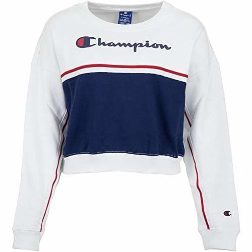 Moda Champion Women Sweatshirt Crewneck Croptop 111309, Größe:L, Farbe:weiß