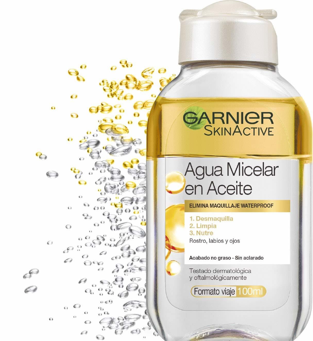 Beauty Garnier Skin Active - Agua Micelar en Aceite, Elimina el Maquillaje Waterpoof,