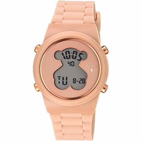 Fashion Reloj tous digital D-Bear de acero IP rosado con correa de Silicona