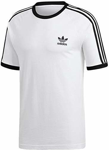 Fitness adidas Tres Bandas Camiseta de Manga Corta, Hombre, Blanco