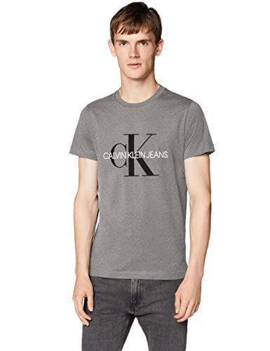 Moda Calvin Klein Jeans Iconic Monogram SS Slim tee Camiseta, Gris