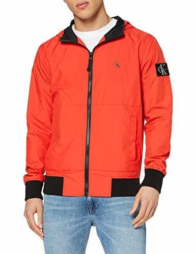 Moda Calvin Klein Hooded Blocking Nylon Jacket Chaqueta Bomber, Rojo