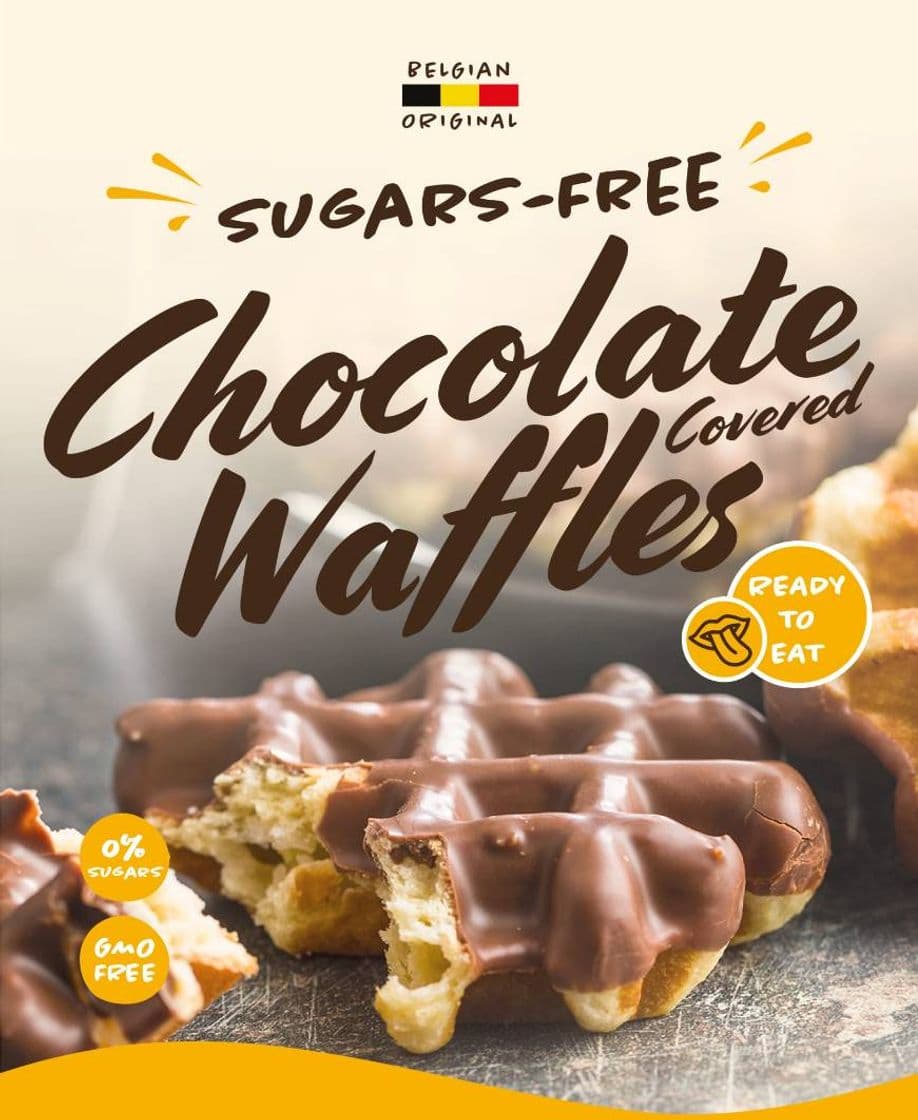 Product Waffles Cobertos com Chocolate sem Açúcares 