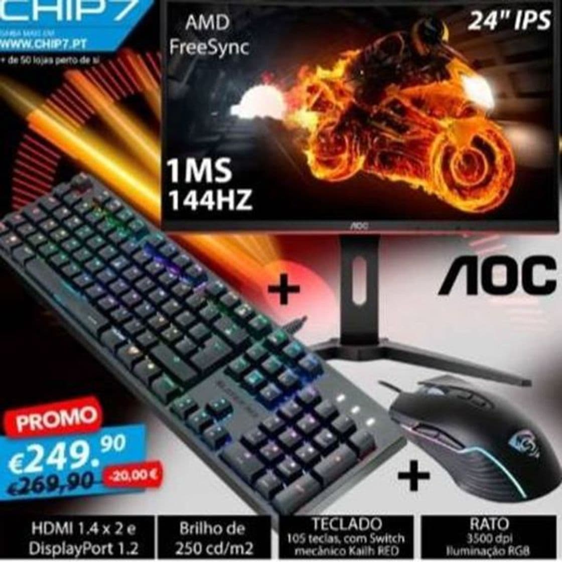 Moda bundle aoc monitor 144hz 1ms + teclado mecânico rgb +rato...