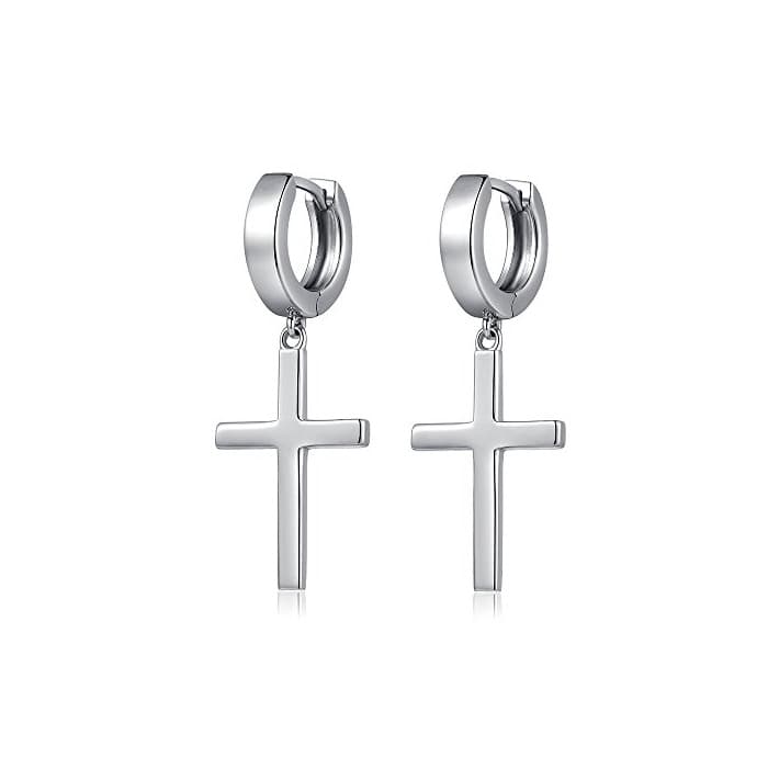 Moda Jiahanzb 925 Esterlina Plata Pendientes forma de Cruz Masculina Femenina Estilo Religioso