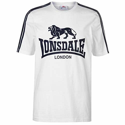 Fashion Lonsdale Hombre Large Logo Camiseta Bianco/Azzurro XXL