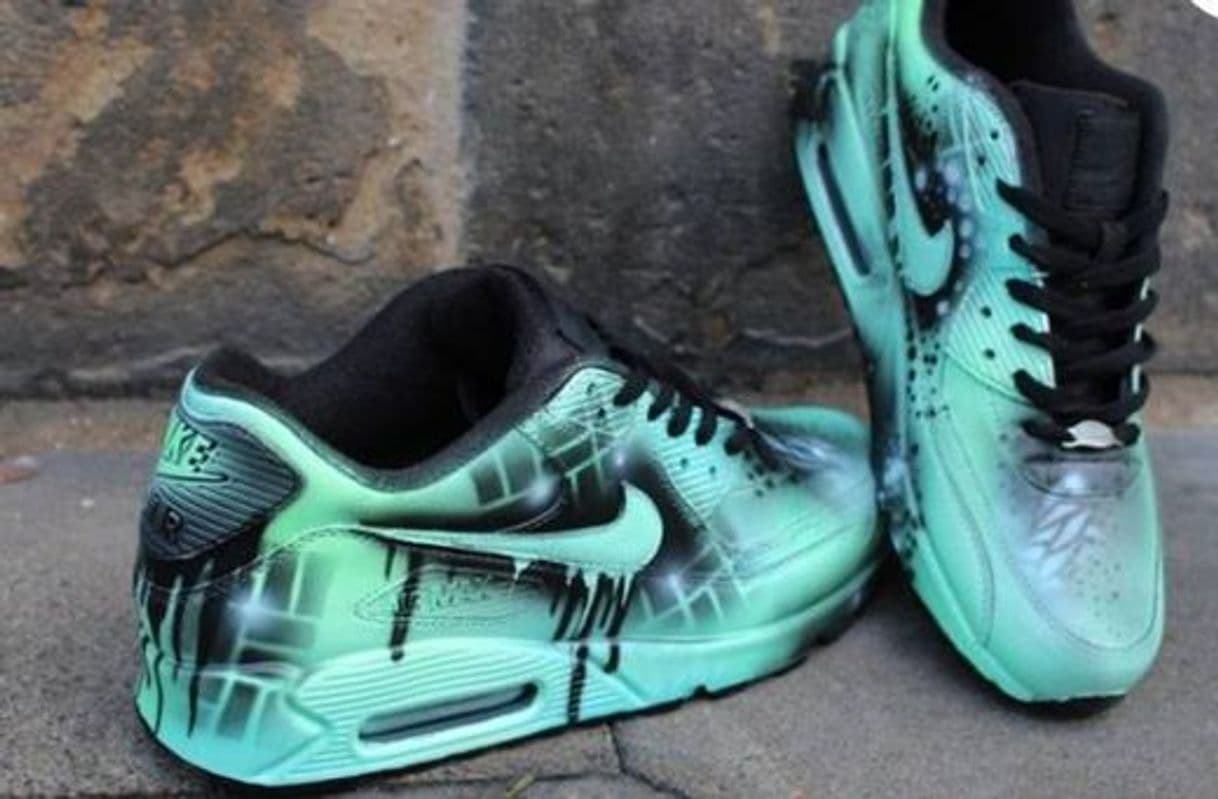 Moda Custom Nike Air max 90 menta negro