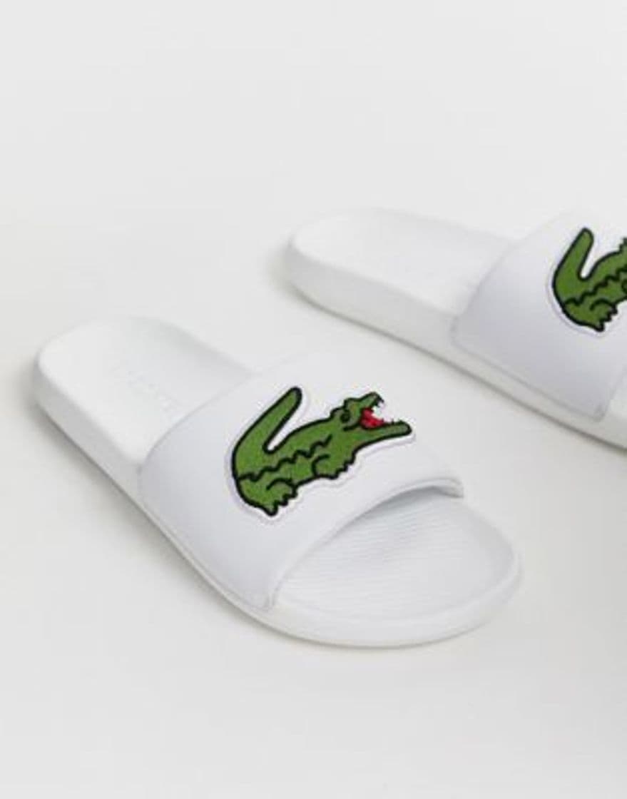 Fashion Lacoste croco slides with large logo in white | ASOS