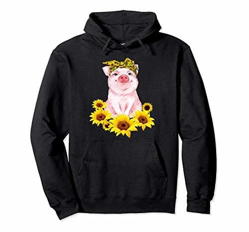 Lugar Hoodie Hooded Cute Pig and Bandana Sunflower Shirt for Girl Women Mom