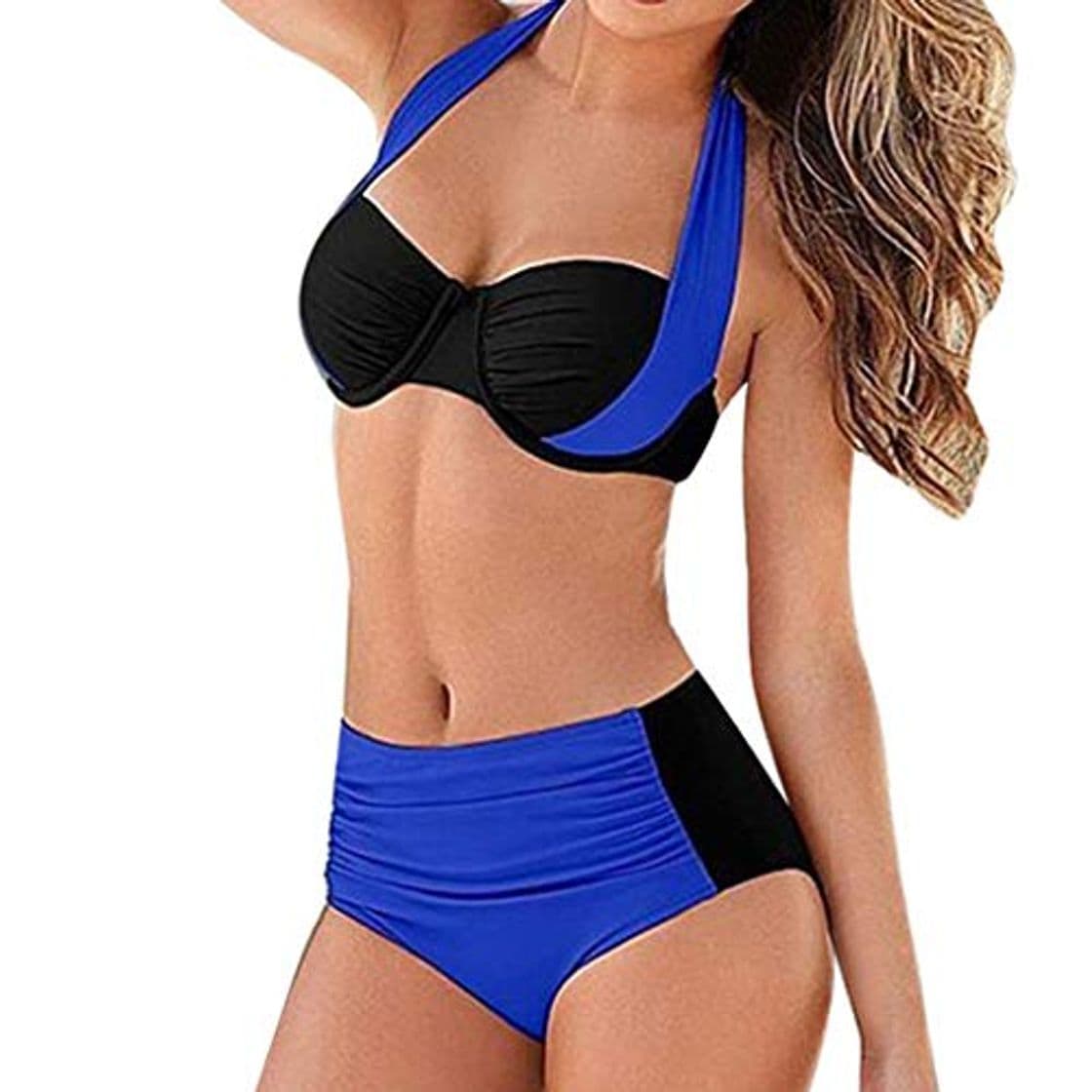 Producto riou Bikinis Mujer 2019 Push Up Trajes de Baño Sexy Bikini con Cintura Alta Acolchado Cosiendo Color Dividido BañAdores Conjunto de Bikini con Relleno Mujeres Playa Beachwear