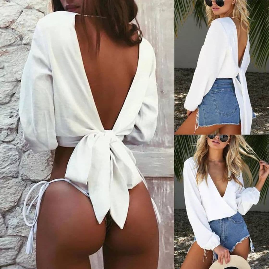 Moda Blusa sem costas 