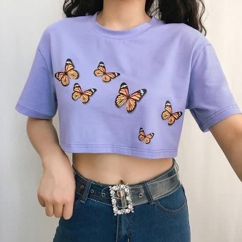 Moda  T-shirt Crop Roxa⚡️