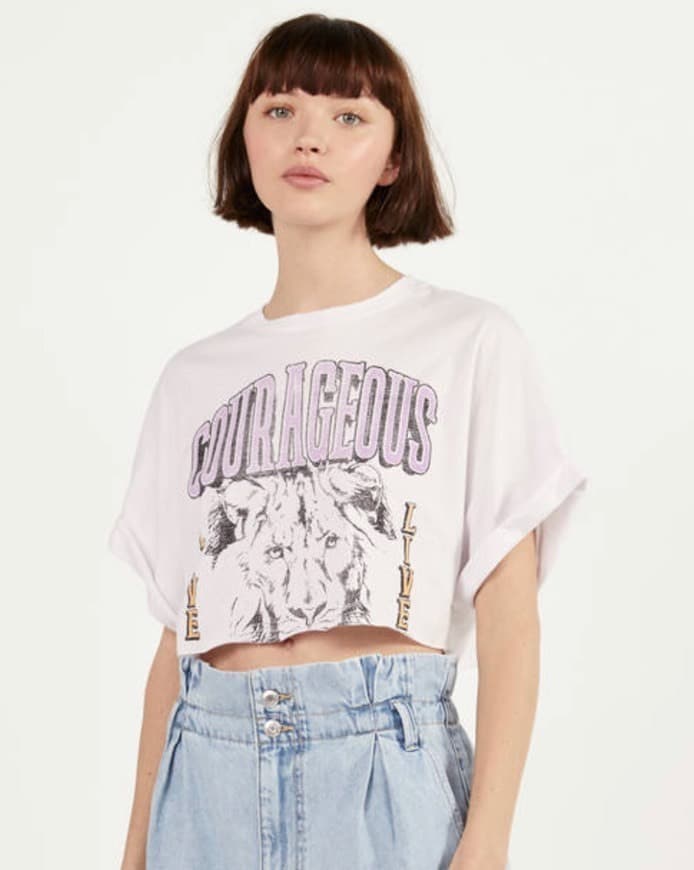 Moda T-shirt cropped Bershka