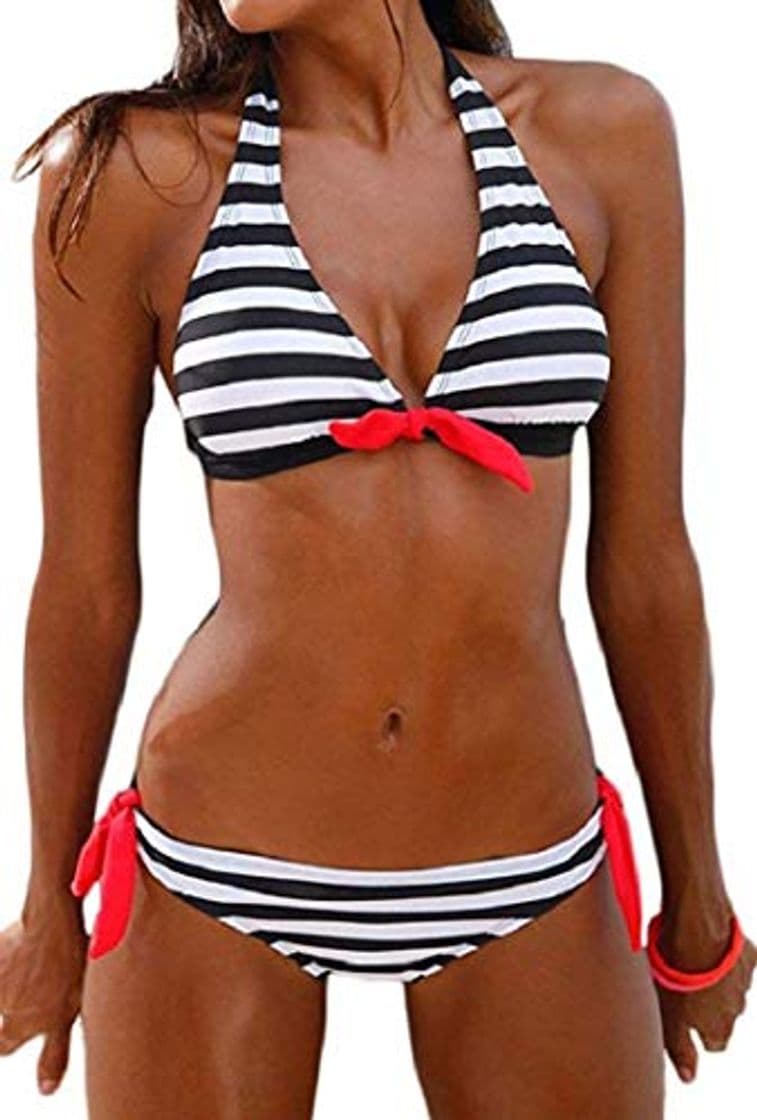 Fashion heekpek Traje de Baño Sexy Bañador de Baño Conjunto de Bikini Traje de Baño De Moda Verano Rayas Tops y Braguitas 2 Piezas Traje de Baño