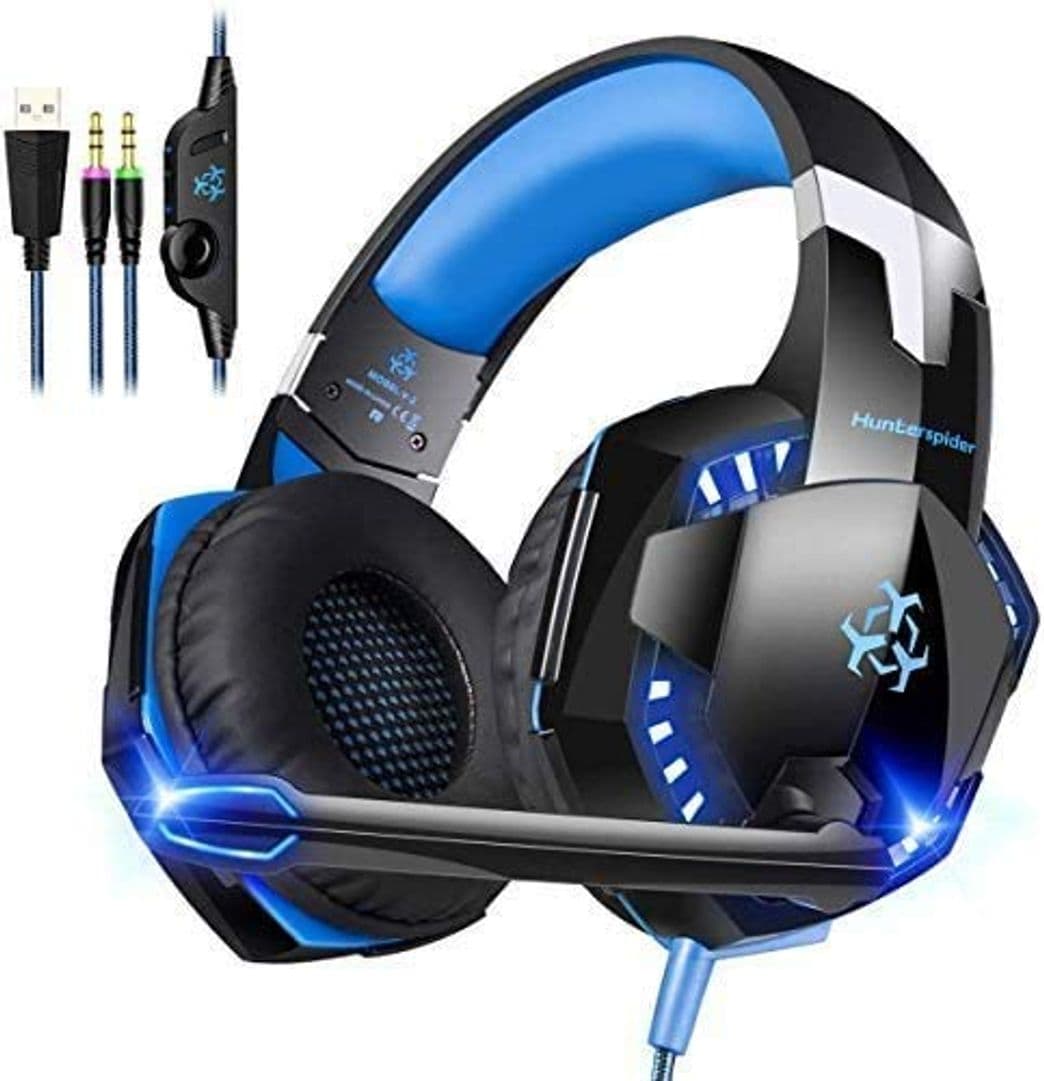 Product Cocoda Cascos Gaming, Auriculares Gaming para PC/computadora, Auriculares estéreo con micrófono, Luz