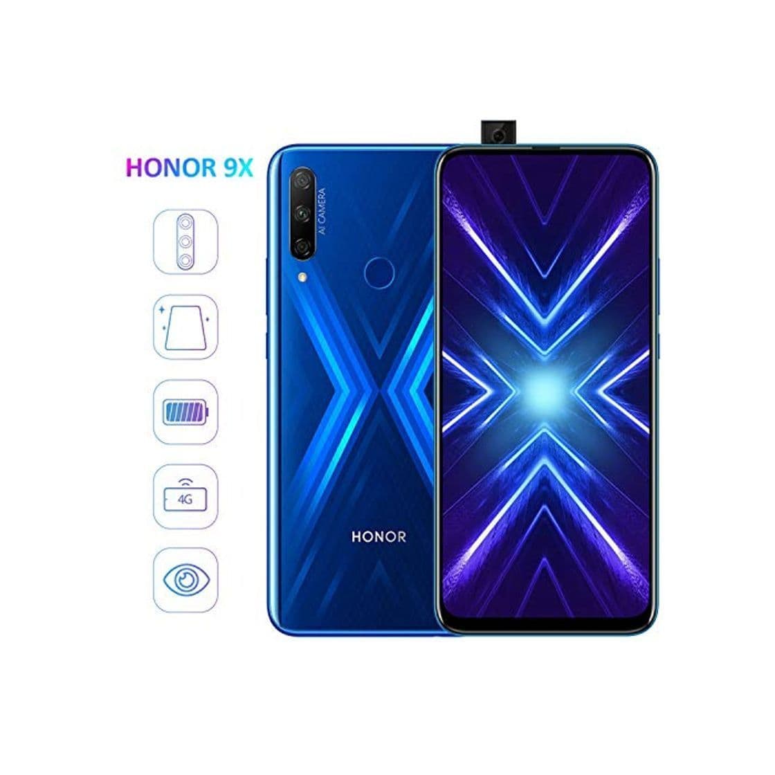 Product HONOR 9X Smartphone Telefono Movil 4GB RAM 128GB ROM, Pantalla completa de