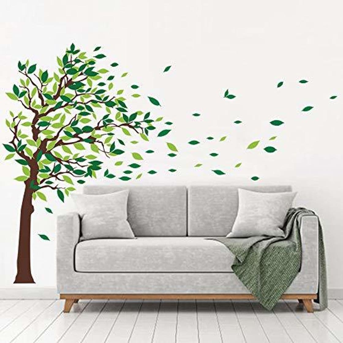 Lugar decalmile Pegatinas de Pared Arbol Verde Vinilos Decorativos Hojas Infantil Salón Dormitorio