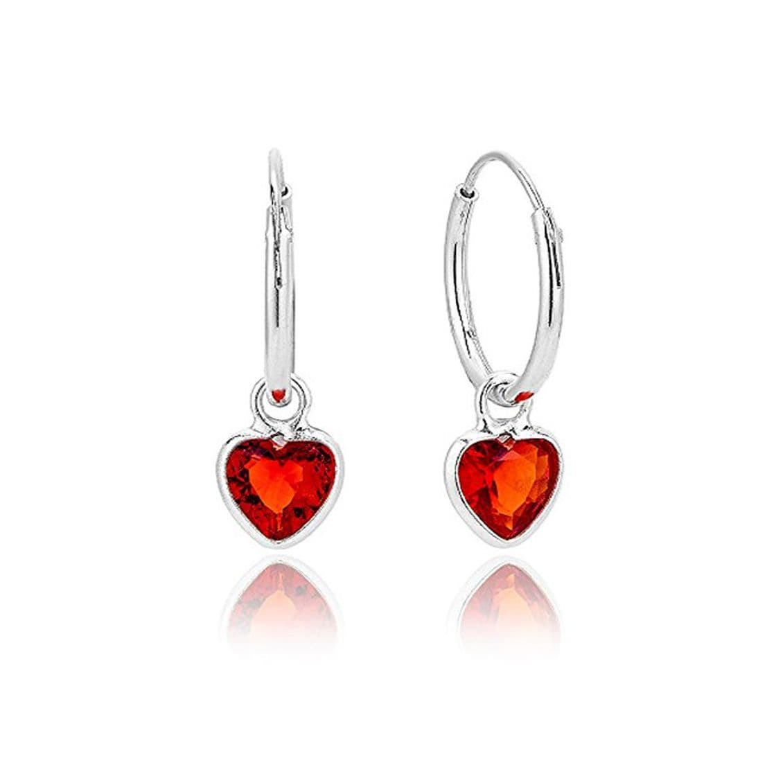 Fashion DTP Silver - Pendientes de Aro con Corazón- Plata de Ley 925